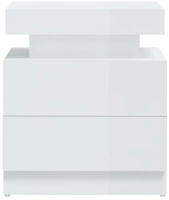 Mesa de cabeceira 45x35x52cm derivados madeira branco brilhante
