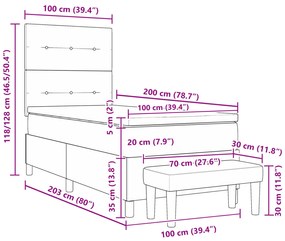 Cama Box com Colchão e Banco vidaXL Azul 100x200 cm em Tecido