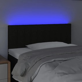 Cabeceira de cama c/ luzes LED tecido 100x5x78/88 cm preto