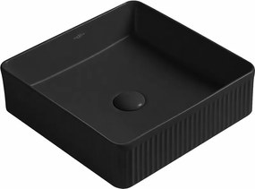 Mexen Grovo lavatório de bancada canelado 37 x 37 cm, preto mate - 22303785