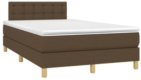 Cama box spring c/ colchão/LED 120x200cm tecido castanho-escuro