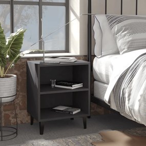vidaXL Mesas de cabeceira pernas em metal 2 pcs 40x30x50 cm cinzento
