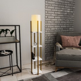 Candeeiro de Pé Shelf Lamp – Dourado – 25 x 25 x 130 cm