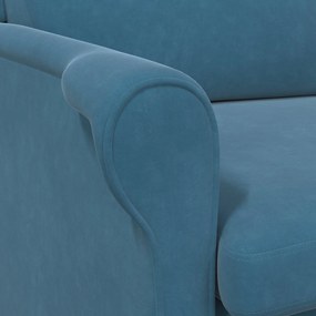 Poltrona Azul Azul Tecido, Madeira Padrão Ergonómica
