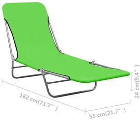 Espreguiçadeiras dobráveis 2 pcs aço e tecido verde