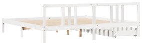 Cama sem colchão 200x200 cm madeira de pinho maciça branco