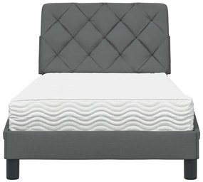 Cama com colchão 90x200 cm tecido cinzento-escuro