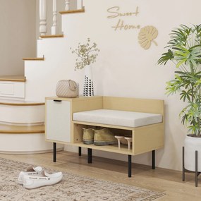 Banco Sapateira com Almofada – Oslo – 80x35x47 cm – Madeira Natural e