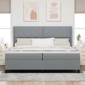 Cama com Estrado e Colchão Cinza Claro 200 x 200 cm Tecido