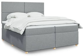 vidaXL Cama com molas/colchão 200x200 cm tecido cinza-claro