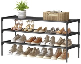 Sapateira com vários níveis 29,7 x 91,8 x 53,5 cm, economiza espaço para o corredor e a área de entrada Preto