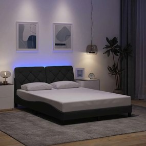 Estrutura de cama com LED sem colchão 140x200 cm tecido