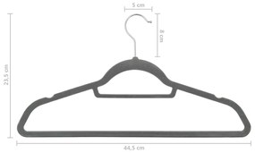 50 pcs conjunto de cabides antiderrapantes veludo cinzento