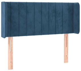 Cabeceira cama c/ luzes LED veludo 103x16x78/88 cm azul-escuro