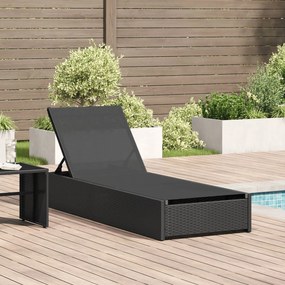 Espreguiçadeira Preta 60x200x27 cm Rattan Sintético