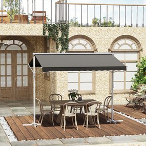 Toldo de dupla inclinação 3 x 3 m, manual, retrátil, inclinação ajustável, aço com revestimento epóxi branco, poliéster impermeabilizado