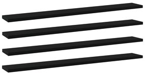 vidaXL Prateleiras para estante 4 pcs 80x10x1,5cm contraplacado preto