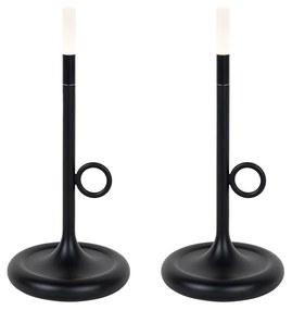LED Conjunto de 2 candeeiros de mesa de exterior pretos com dimmer recarregável - Sjarel Design