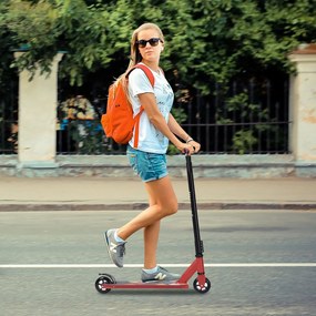 Trotinete 2-Rodas com Travão para Adolescentes Adultos Skate com Carga de 100kg 68 x 47,5 x 82 cm Vermelho