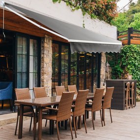 Toldo retrátil 295 x 250 cm com manivela manual Marquesina para parede Porta Janela Cinza