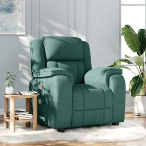 vidaXL Poltrona de massagens reclinável tecido verde-escuro