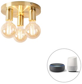 LED Candeeiro de teto inteligente dourado redondo incl. 3 Wifi G95 - Facil Design,Moderno