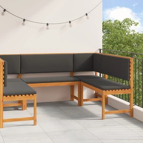 Conjunto de Jardim com 5 Peças e Almofadas em Madeira de Acácia