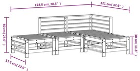 4 pcs conjunto lounge de jardim madeira de pinho maciça