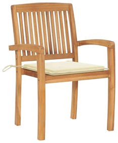 Cadeiras de jardim empiháveis c/ almofadões 4 pcs teca maciça
