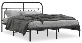 Estrutura de cama em metal com cabeceira 150x200 cm preto