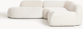 Sofá de canto modular em teddy-bouclé Wolke (4 lugares)