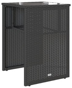 3 pcs conjunto de bistrô com almofadões vime PE preto