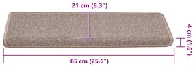 Tapetes de escadas 30 pcs 65x21x4 cm castanho-claro