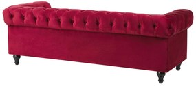 Conjunto de sofás com 4 lugares em veludo vermelho escuro CHESTERFIELD Beliani