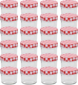 vidaXL Frascos de vidro com tampas brancas e vermelhas 24 pcs 110 ml