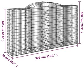Cestos gabião arqueados 6pcs 300x50x160/180cm ferro galvanizado