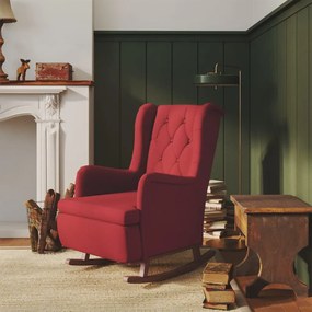 vidaXL Poltrona baloiço + pés seringueira maciça veludo vermelho tinto