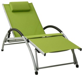 vidaXL Espreguiçadeira com almofada textilene verde