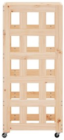 Suporte de Lenha c/ Rodas 40x49x110 cm - Pinho Maciço