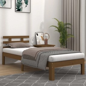 Estrutura de cama 90x200 cm madeira maciça castanho mel