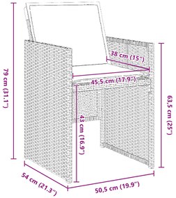 Conjunto de Jantar de Jardim de 9 Peças com Almofadas em Rattan Polipr