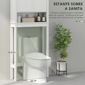 Móvel sobre Sanita Armário para Máquina de Lavar Roupa com 2 Portas Compartimento e Prateleira Ajustável 70x20x175 cm Branco