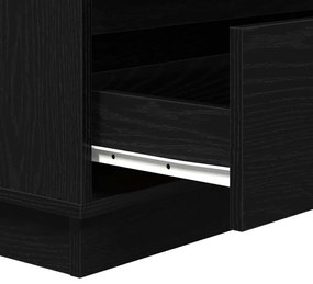 Criado-mudo vidaXL com LED Carvão Preto 71x34,5x75 cm em Madeira Engen