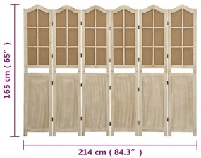 Divisória de quarto com 6 painéis 214x165 cm tecido castanho