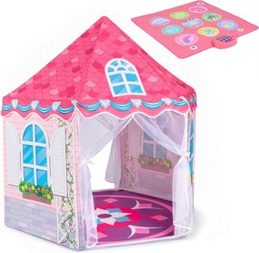 Conjunto de Tenda de Brincar e Tapete de Dança, 140 x 140 x 140 cm, Design de Castelo de Princesas, Rosa