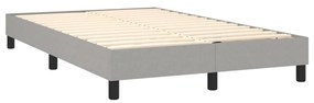 Cama box spring c/ colchão e LED 120x200 cm tecido cinza-claro