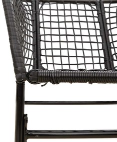 Conjunto de jantar jardim 7 peças vidro vime PE preto