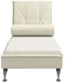 Chaise lounge de massagem com rolo veludo creme