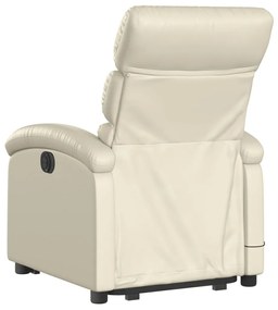 Poltrona reclinável de massagens couro artificial cor creme