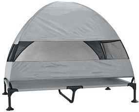 Cama Elevada para Cães com Teto Removível Cinzento Claro XL Aço